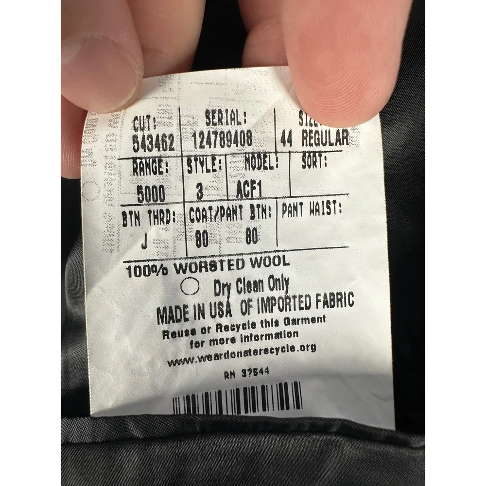 Hardwick Tuxedo Mens 44 Regular Black Worsted Wool 36x30 Pants USA Made